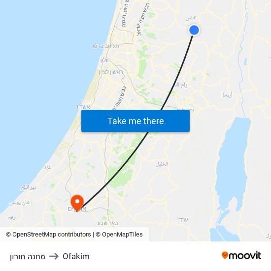 מחנה חורון to Ofakim map