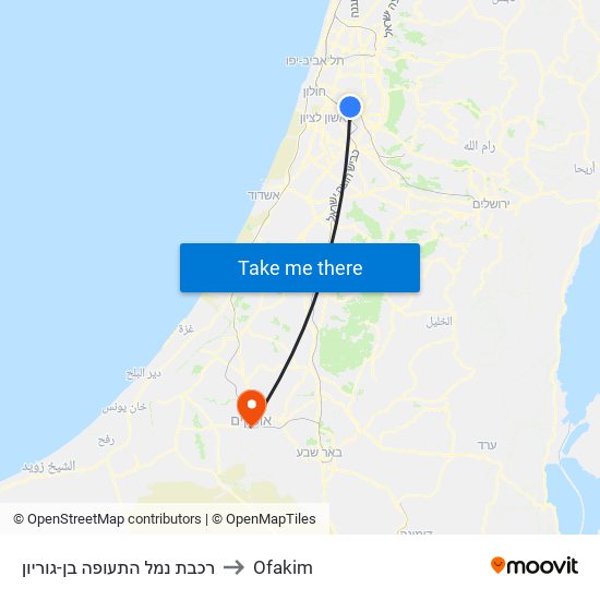 רכבת נמל התעופה בן-גוריון to Ofakim map