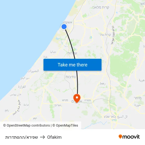 שפירא/ההסתדרות to Ofakim map