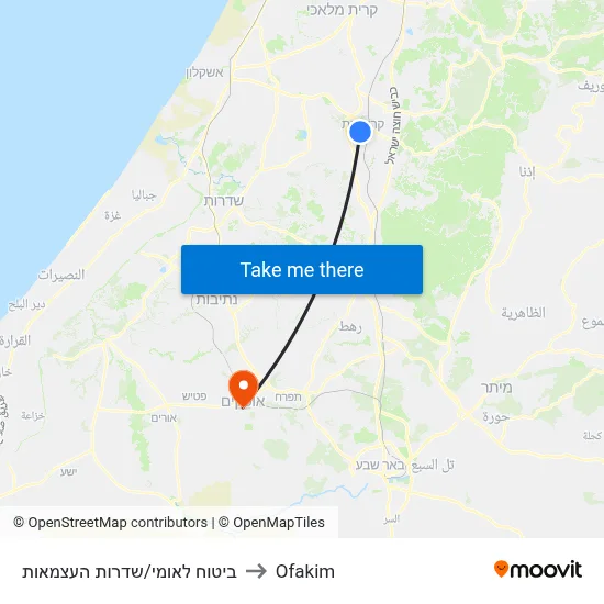 ביטוח לאומי/שדרות העצמאות to Ofakim map