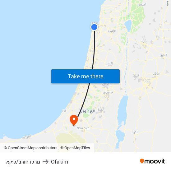 מרכז חורב/פיקא to Ofakim map