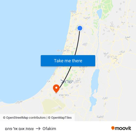 צומת אום אל פחם to Ofakim map