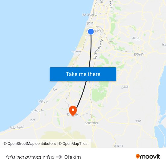 גולדה מאיר/ישראל גלילי to Ofakim map