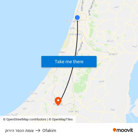 צומת הכפר הירוק to Ofakim map