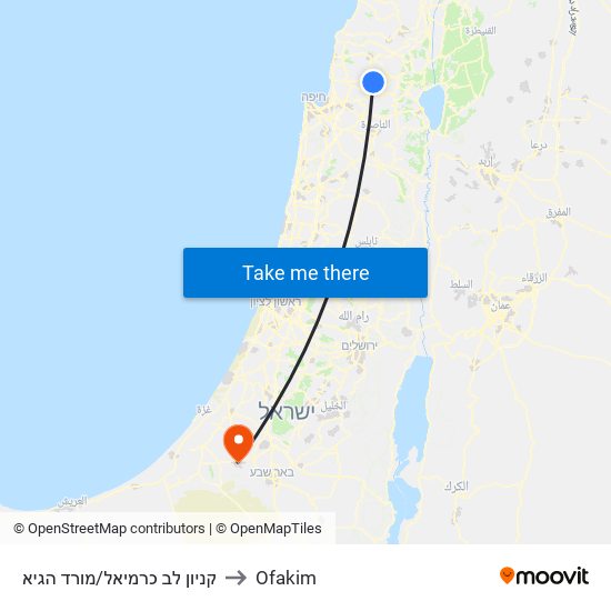 קניון לב כרמיאל/מורד הגיא to Ofakim map