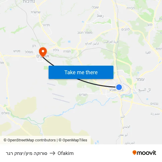 סורוקה מיון/יצחק רגר to Ofakim map