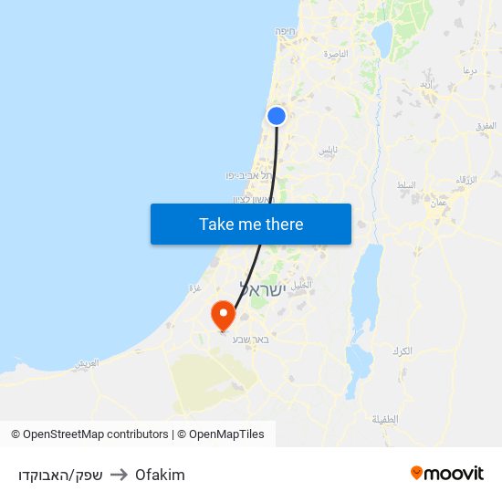 שפק/האבוקדו to Ofakim map