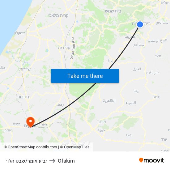 יביע אומר/שבט הלוי to Ofakim map