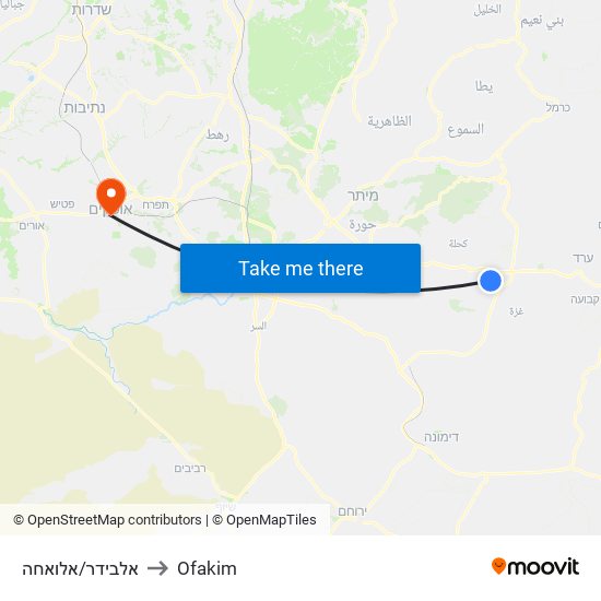 אלבידר/אלואחה to Ofakim map