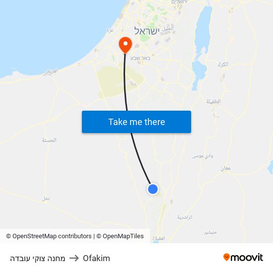 מחנה צוקי עובדה to Ofakim map