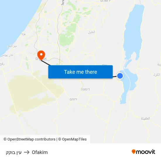עין בוקק to Ofakim map