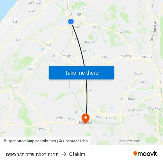 Sderot Railway Station/Platforms to Ofakim map