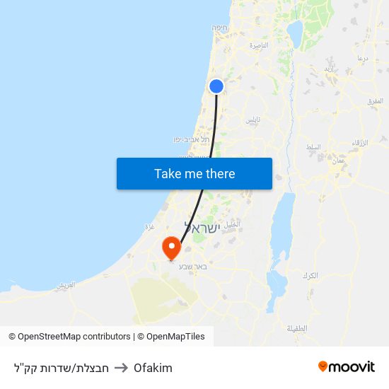 חבצלת/שדרות קק''ל to Ofakim map