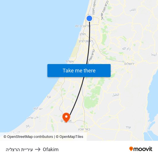 עיריית הרצליה to Ofakim map