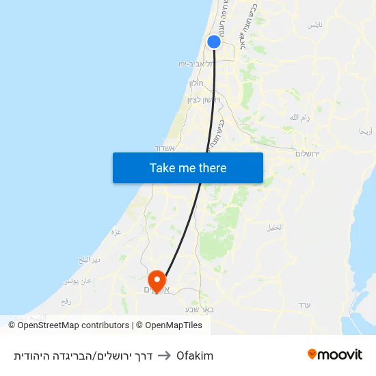 דרך ירושלים/הבריגדה היהודית to Ofakim map