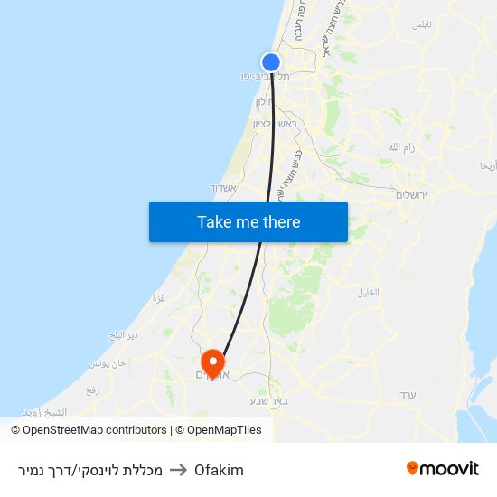 מכללת לוינסקי/דרך נמיר to Ofakim map