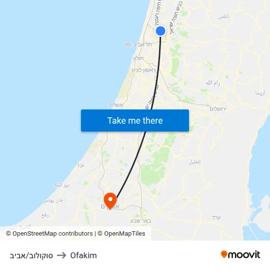 סוקולוב/אביב to Ofakim map