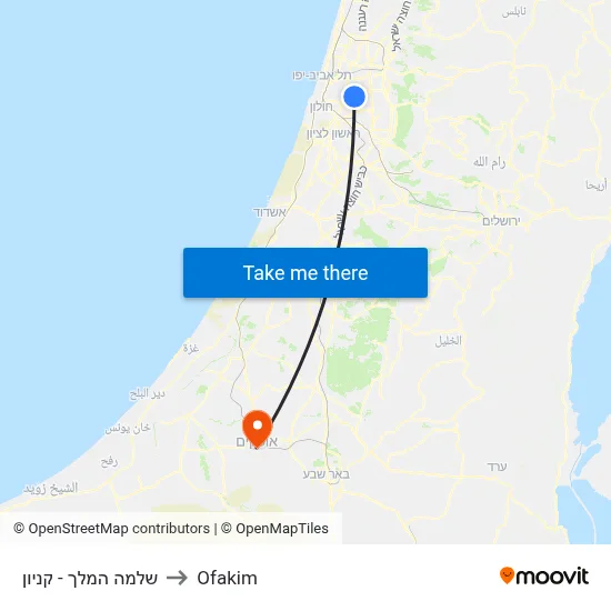 שלמה המלך - קניון to Ofakim map