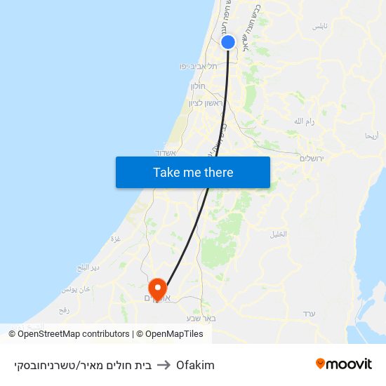 בית חולים מאיר/טשרניחובסקי to Ofakim map