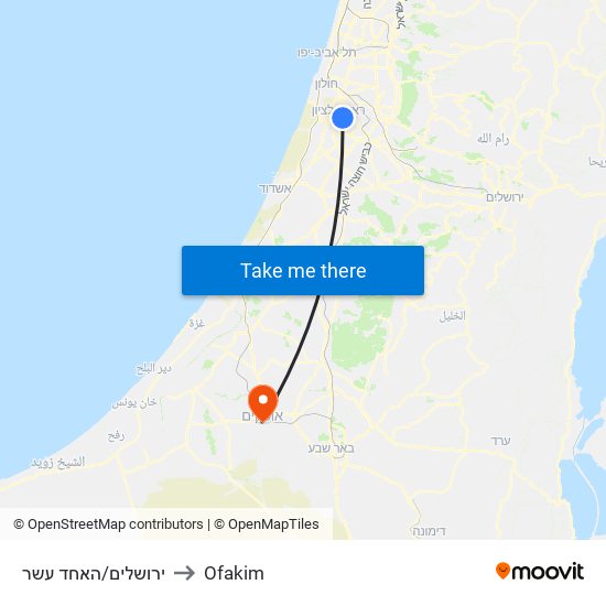 ירושלים/האחד עשר to Ofakim map