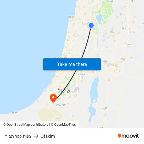 צומת כפר תבור to Ofakim map