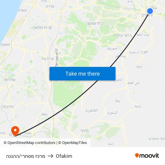 מרכז מסחרי/ההגנה to Ofakim map