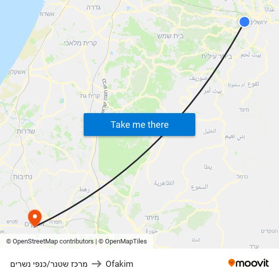 מרכז שטנר/כנפי נשרים to Ofakim map