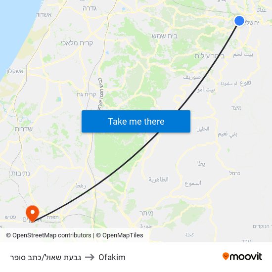 גבעת שאול/כתב סופר to Ofakim map