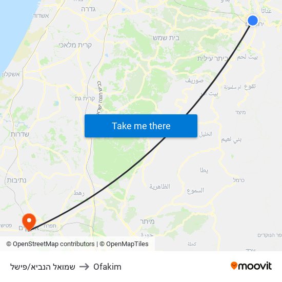 שמואל הנביא/פישל to Ofakim map