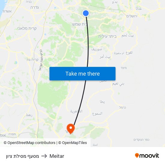 מסעף מסילת ציון to Meitar map