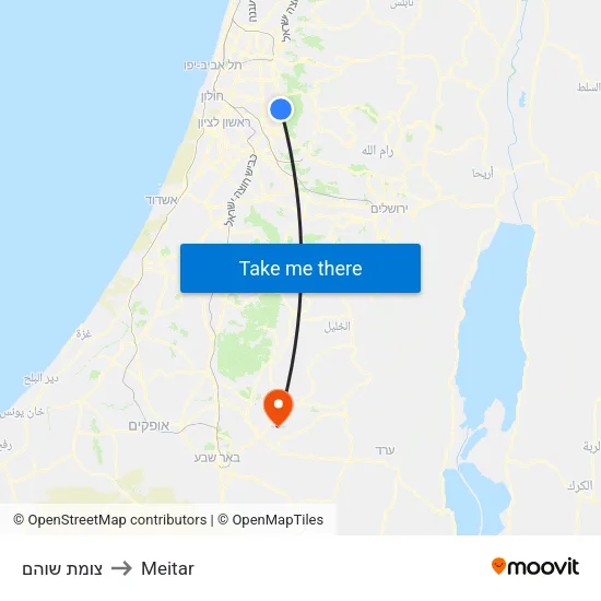 צומת שוהם to Meitar map