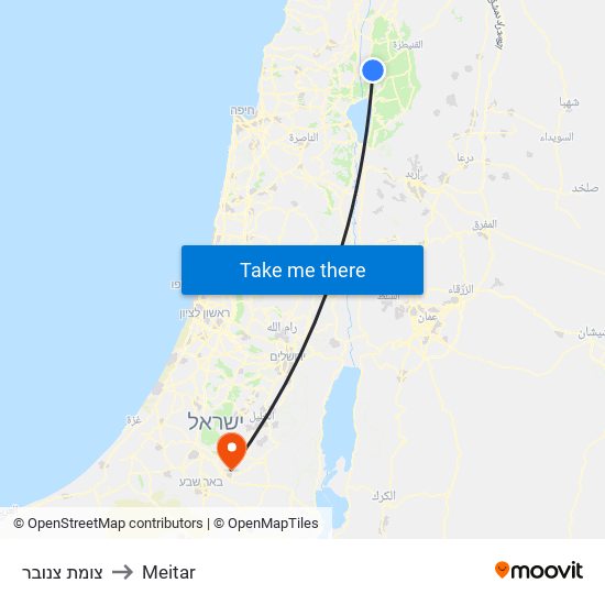 צומת צנובר to Meitar map