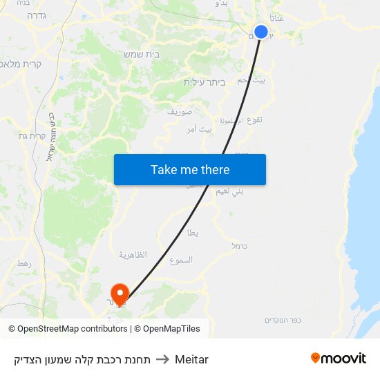 תחנת רכבת קלה שמעון הצדיק to Meitar map