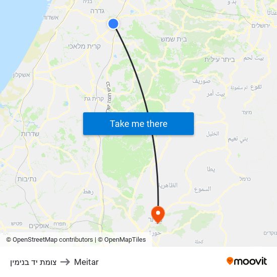 צומת יד בנימין to Meitar map