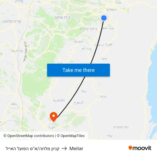 קניון מלחה/א''ס הפועל   האייל to Meitar map