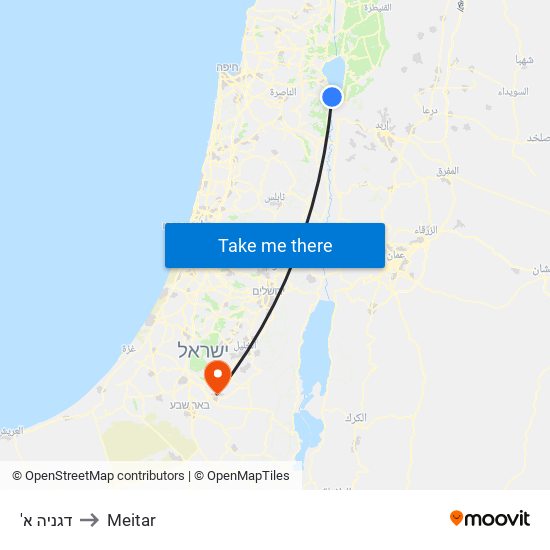 'דגניה א to Meitar map