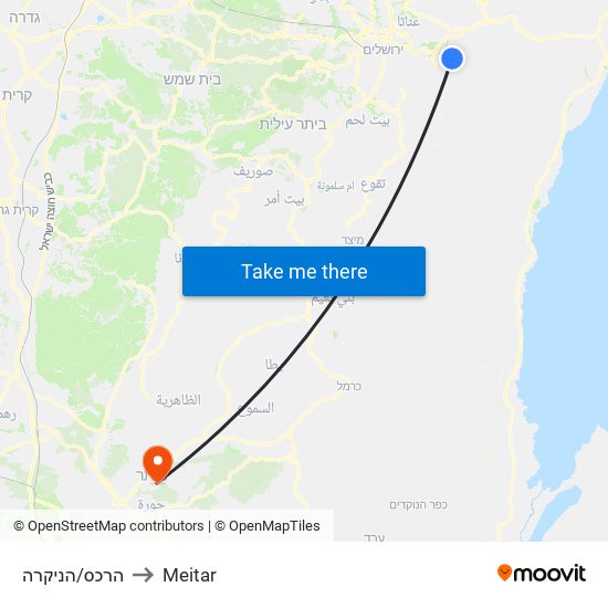 הרכס/הניקרה to Meitar map