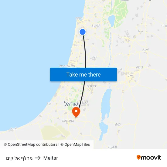 Elyakim Interchange South to Meitar map
