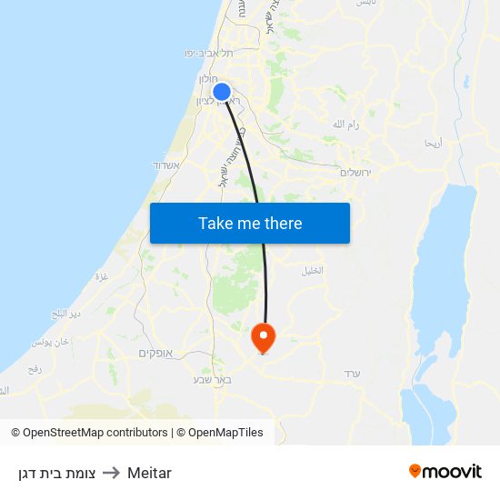 צומת בית דגן to Meitar map