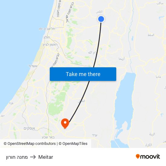 מחנה חורון to Meitar map