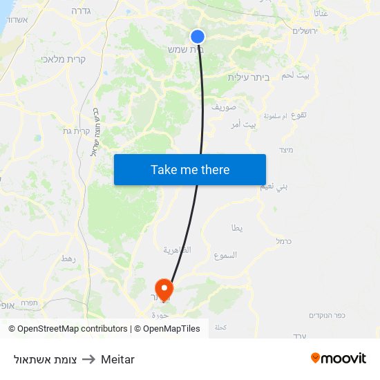 צומת אשתאול to Meitar map