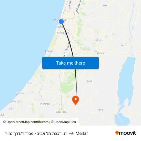 ת. רכבת תל אביב - סבידור/דרך נמיר to Meitar map