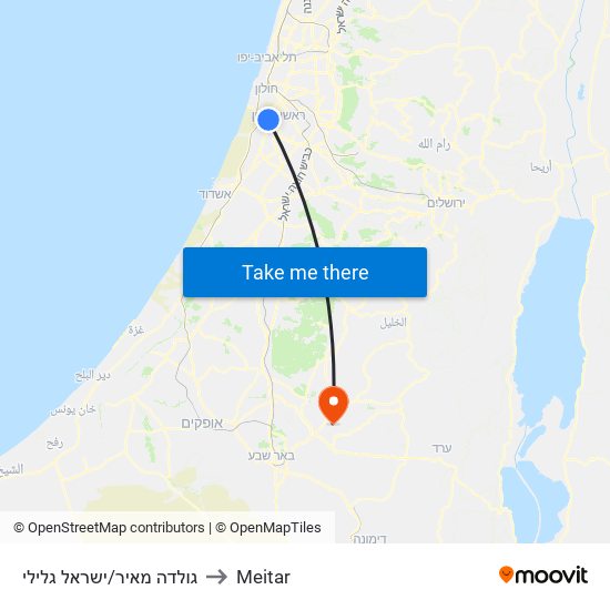 גולדה מאיר/ישראל גלילי to Meitar map