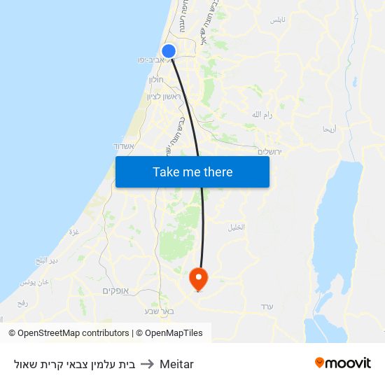 בית עלמין צבאי קרית שאול to Meitar map