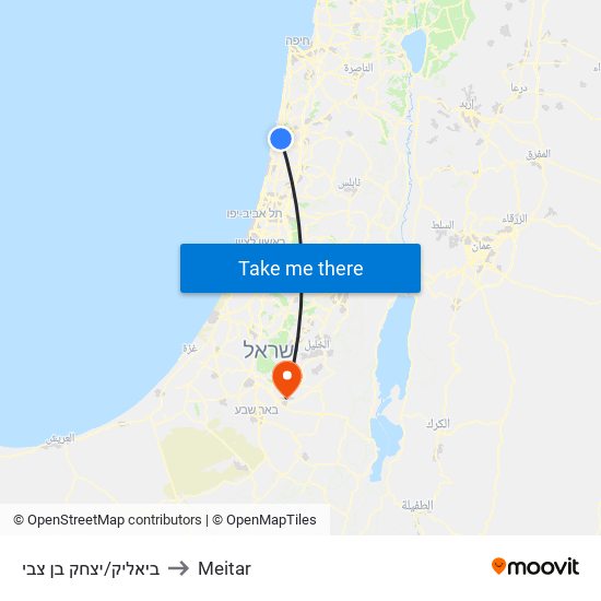 ביאליק/יצחק בן צבי to Meitar map