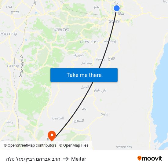 הרב אברהם רביץ/מזל טלה to Meitar map