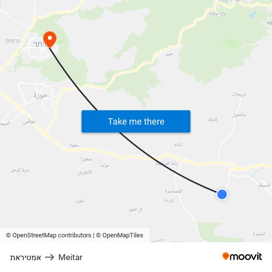 אמטיראת to Meitar map