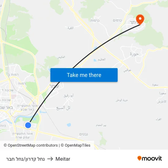 נחל קדרון/נחל חבר to Meitar map