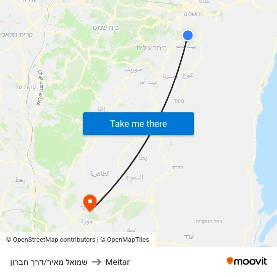 שמואל מאיר/דרך חברון to Meitar map