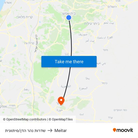 שדרות נהר הדן/סיתוונית to Meitar map